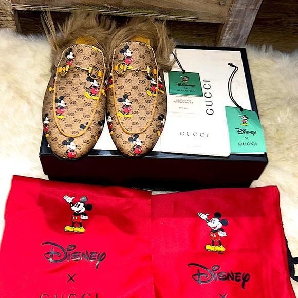 NWT GUCCI X DISNEY Princeton Lambswool Mules - Picture 10 of 16